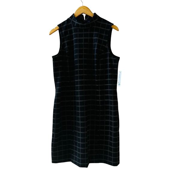 Apt 9 Windowpane Sleeveless High Neck Sheath Dress Size L Large NWT Black - Picture 7 of 7